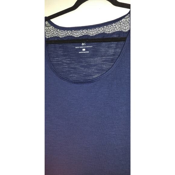 New York & Co Tank Top Sz L NAVY BLUE Vintage Y2K Bella Swan Lace Cami LARGE NY - Picture 4 of 9